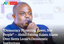 “Democracy Protecting Power, Not People” — Abdul Fatoma Raises Alarm Over Sierra Leone’s Democratic Institutions